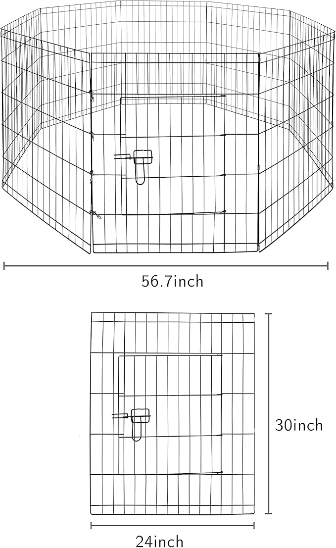 BalanceFrom Foldable Metal Exercise Pet Play Pen with Door for Dogs, 24-inch and 30-inch Tall