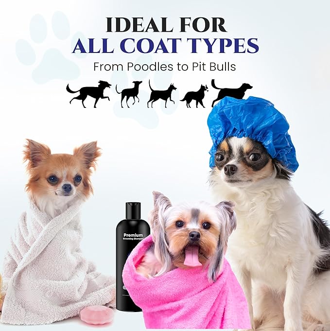 605Products - Natural Dog Shampoo for Itchy and Sensitive Skin, Puppy Shampoo and Odor Eliminator for Smelly Dogs and Puppies, Pet Shampoo and Deodorizer - Dog Bath Supplies (Blue Ribbon)