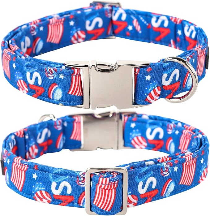 Lionet Paws Patriotic Dog Collar with Bowtie, 4th of July, Soft and Comfortable Adjustable American Flag Bowtie Collar for Puppies and Cats Male Female Gift, XXS, Neck 7-11 inches