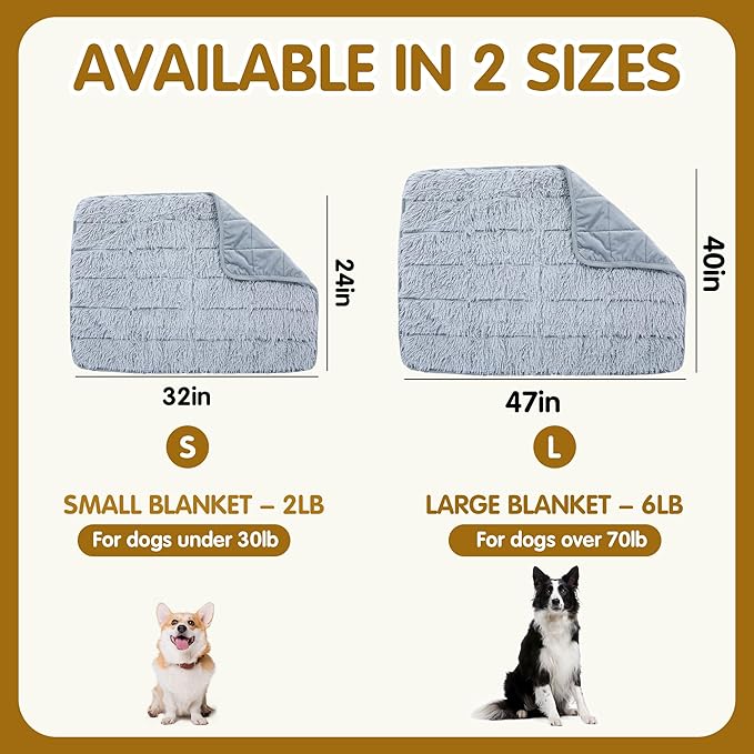 BALAPET Fluffy Weighted Blanket for Dogs, 7 Layers Soft Faux Fur Blanket for Pets Separation Anxiety,Relaxation and Calming,Perfect for Thunderstorm Firework Car Travel and Camping,Machine Washable(S)