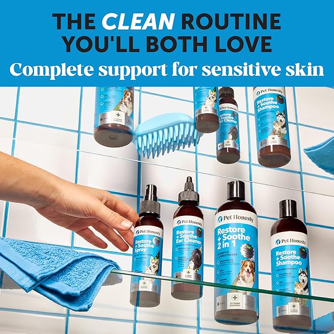 Pet Honesty Restore + Soothe Ear Cleaner for Dogs & Cats, Soothes Itching, Gentle on Sensive Ears, Irritation and Aches (Aloe Vera) - 4oz