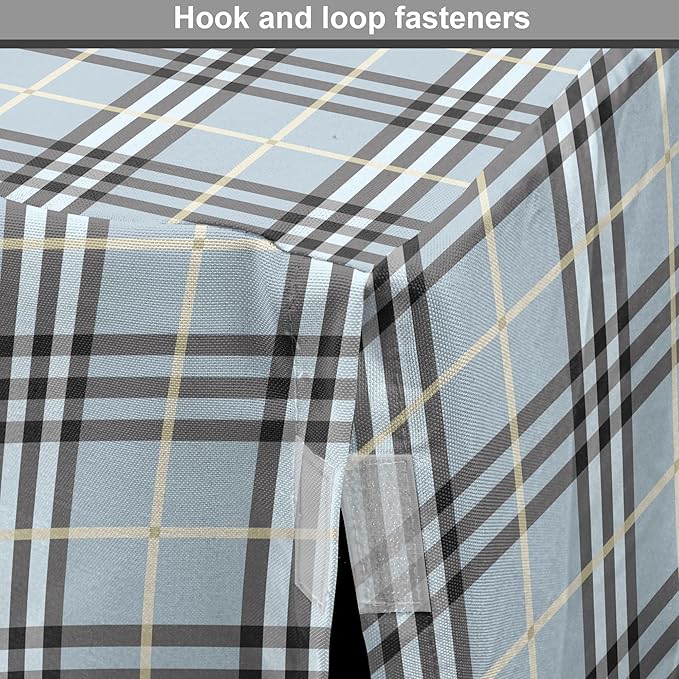 Lunarable Plaid Dog Crate Cover, Traditional Vintage Pattern with Modern Look Checkered Pastel Colored, Easy to Use Pet Kennel Cover for Medium Large Dogs, 36 Inch, Pale Blue Dimgray Cream