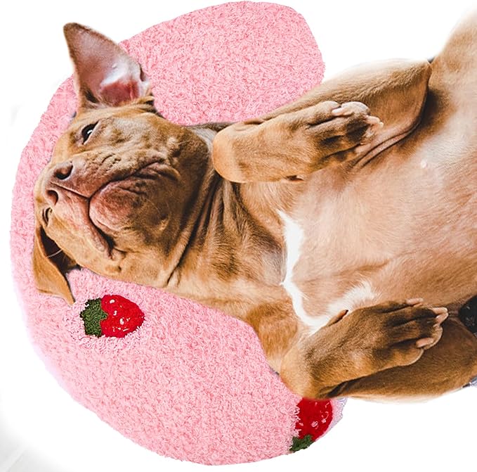 BABORUI Large Dog Calming Pillow for Dogs, U Shaped Dog Neck Pillow for Joint Relief Sleeping Improve, Machine Washable Pet Pillow for Dogs & Cats(Pink)