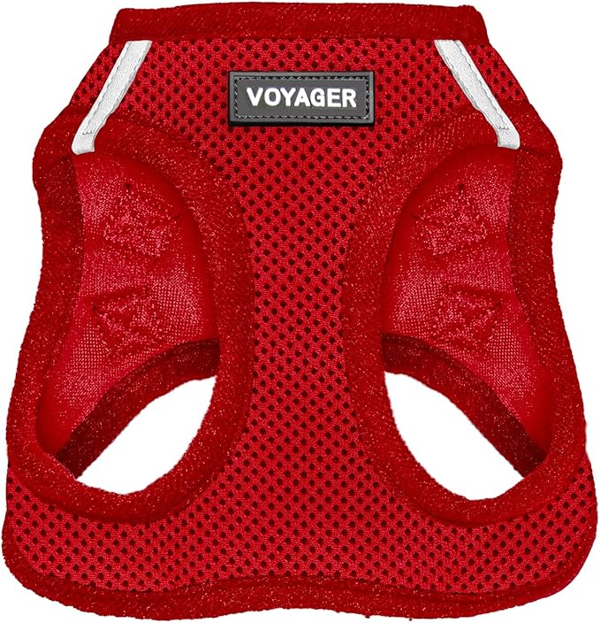 Voyager Step-in Air Dog Harness - All Weather Mesh, Reflective, No Pull Harness for Small, Medium Dogs, Cats - Secure with Hook & Loop Fastener, Buckle, Double D-Rings - Red, S