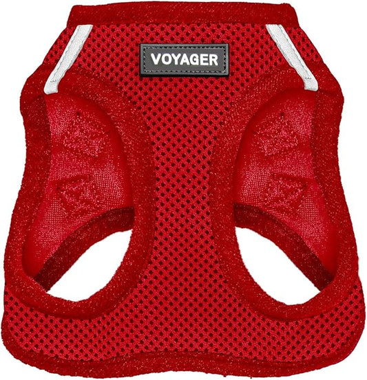 Voyager Step-in Air Dog Harness - All Weather Mesh, Reflective, No Pull Harness for Small, Medium Dogs, Cats - Secure with Hook & Loop Fastener, Buckle, Double D-Rings - Red, S