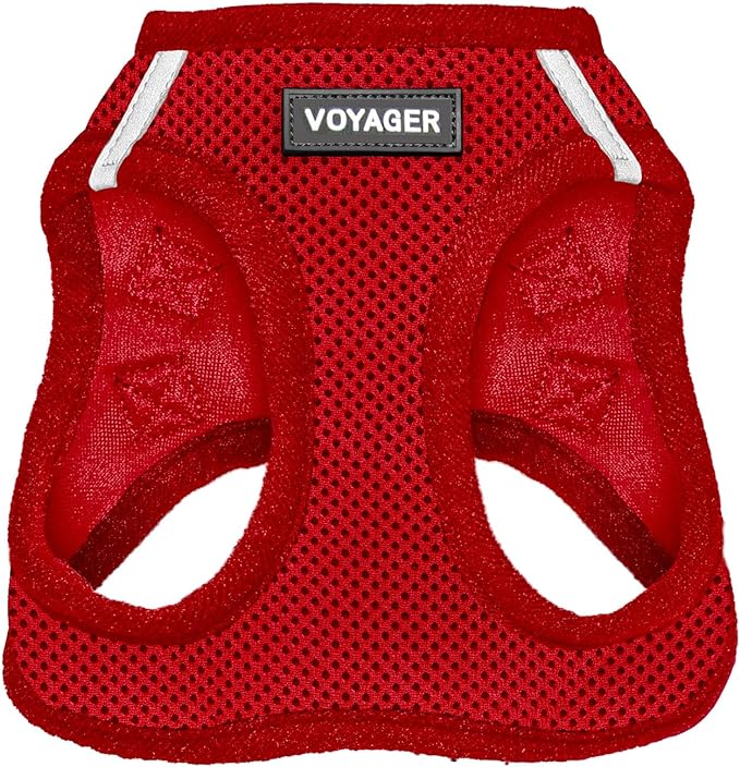 Voyager Step-in Air Dog Harness - All Weather Mesh, Reflective, No Pull Harness for Small, Medium Dogs, Cats - Secure with Hook & Loop Fastener, Buckle, Double D-Rings - Red, M