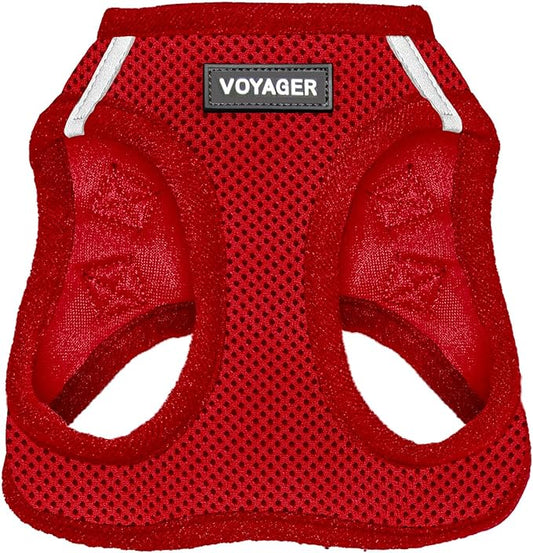 Voyager Step-In Air Dog Harness - All Weather Mesh, Reflective, No Pull Harness for Small, Medium Dogs, Cats - Secure with Hook & Loop Fastener, Buckle, Double D-Rings - Red, XXXS