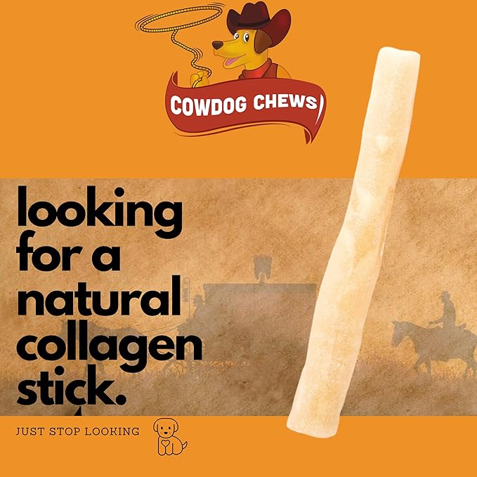 Collagen Sticks 6" (12 Pack) - Odor-Free, All Natural Collagen Dog Chews for Healthy Joints, Skin & Coat. Best Rawhide and Bully Stick Alternative Filled with Beefhide Goodness.