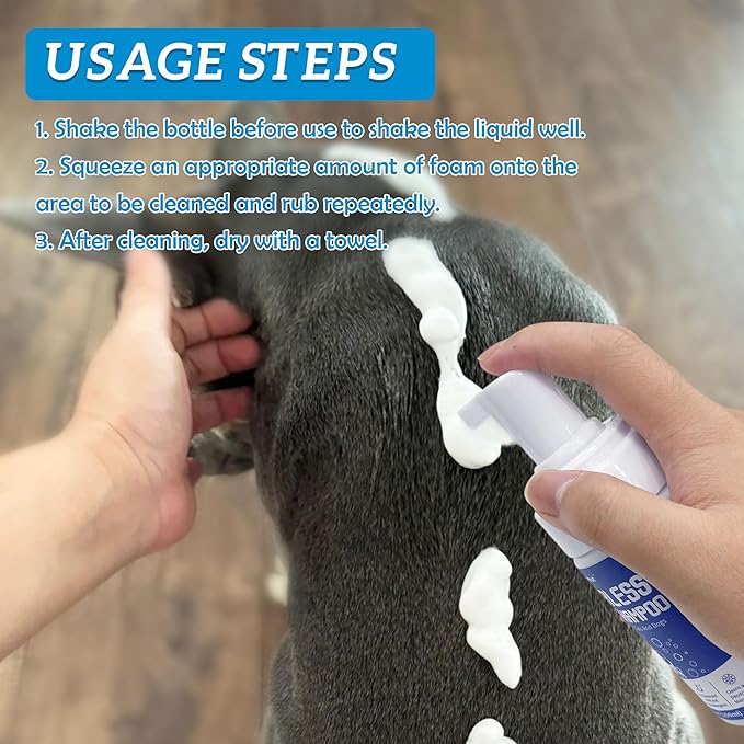 Dog Dry Shampoo - No Rinse Dog & Puppy Shampoo - Cleans, Deodorizes, Condition, and Smoothes Coat - Formulated to be Gentle for All Furry Pets - 3.38 oz (Small Size)