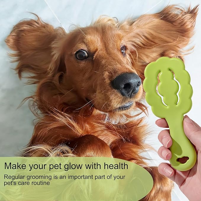 Cloud Shape Small Dog Grooming Brush - Soft Bristle Brush for Gentle Detangling & Massage - Ideal for Maltese, Shih Tzus, Yorkies, and Puppies - Portable & Durable Design, Green