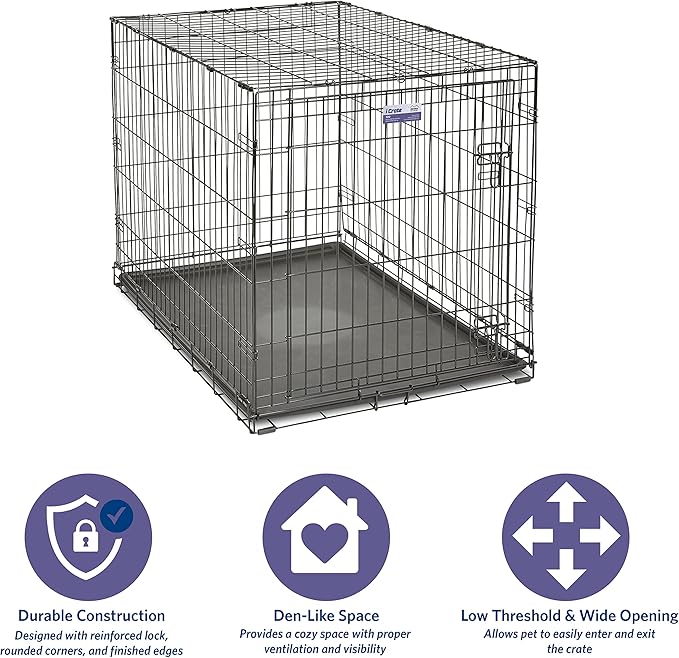 MidWest Homes for Pets Newly Enhanced Single & Double Door iCrate Dog Crate, Includes Leak-Proof Pan, Floor Protecting Feet, Divider Panel & New Patented Features
