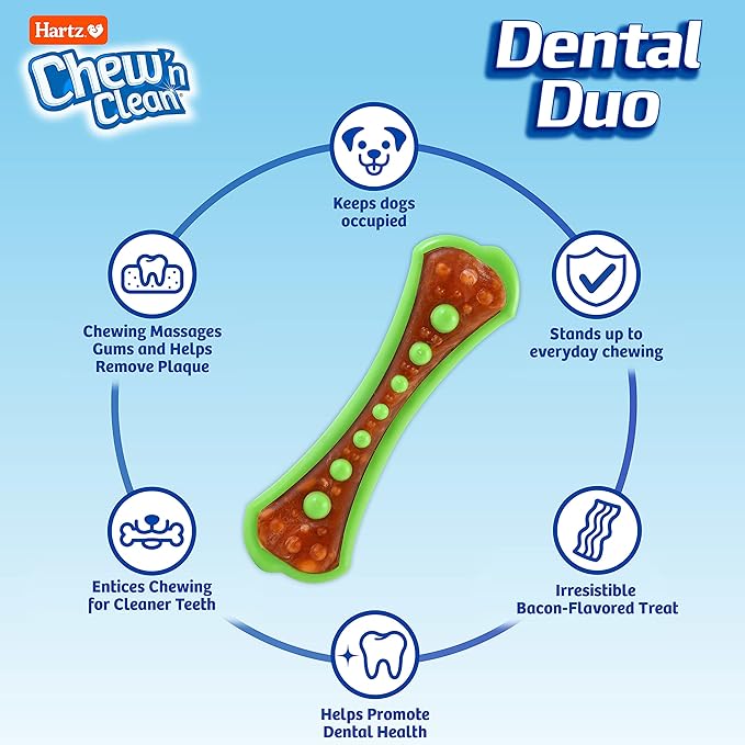 Chew 'n Clean Dental Duo Bacon Flavored Dental Dog Treat & Chew, Color Varies, Extra Large