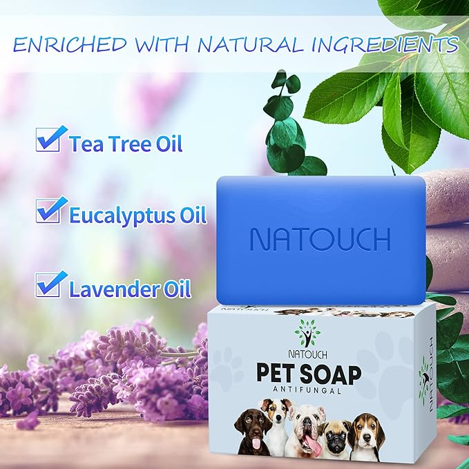 Antifungal Soap for Dog, Dog Shampoo for Allergies and Itching, Natural Soap Bar with Tea Tree Oil, and Lavender Oil, Helps with Infections & Fungus Irritation Itching