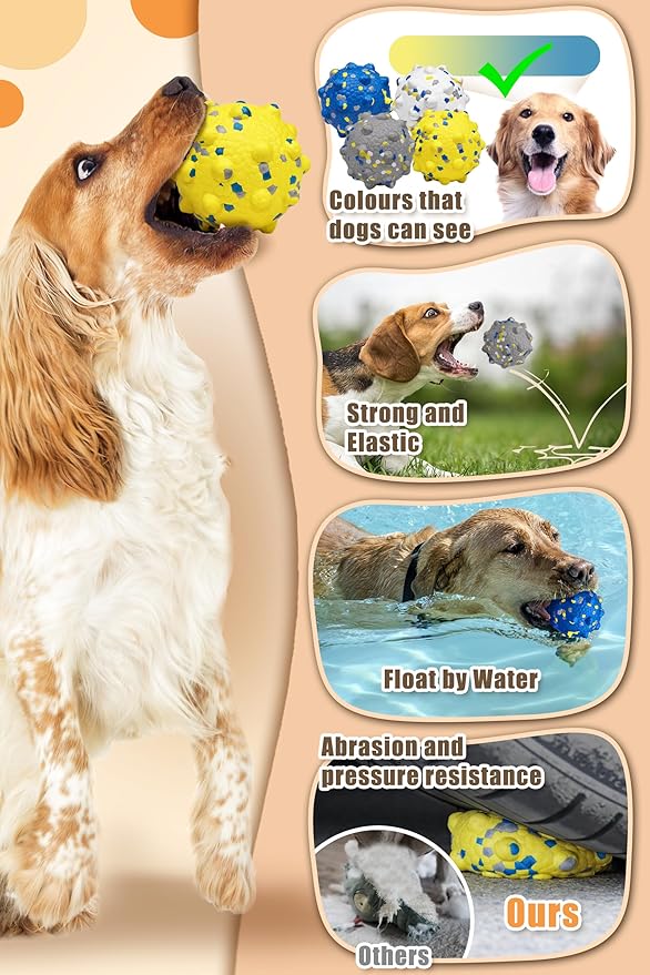 New 3.7'' Dog Balls for Aggressive Chewers, Indestructible Tennis Balls for Dogs, Durable Bouncy Dog Toy Balls, Interactive Dog Toys for Fetch Game, Lightweight Floating Balls (Yellow Large)