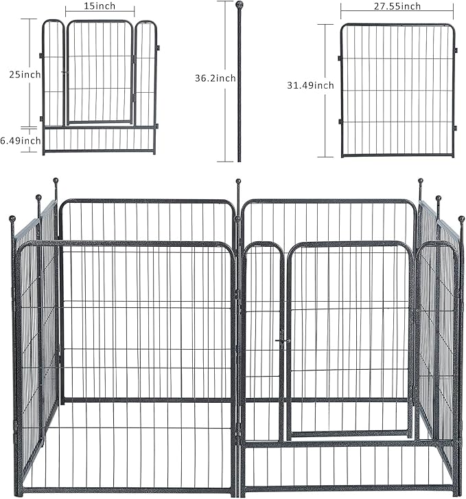 Dog Playpen, Dog Fences for The Yard, Portable Outdoor Dog Playpen for Large/Medium/Small Dogs, Foldable Metal Dog playpen, with Doors (16 Panels, 32")