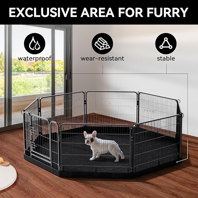 PJYuCien Dog Playpen Plus Storage Bag for Camping, 24" H Portable Dog Pen with Extra Hard Bottom， Heavy Duty Puppy Playpen for Puppies/Small Dogs, 8 Panels