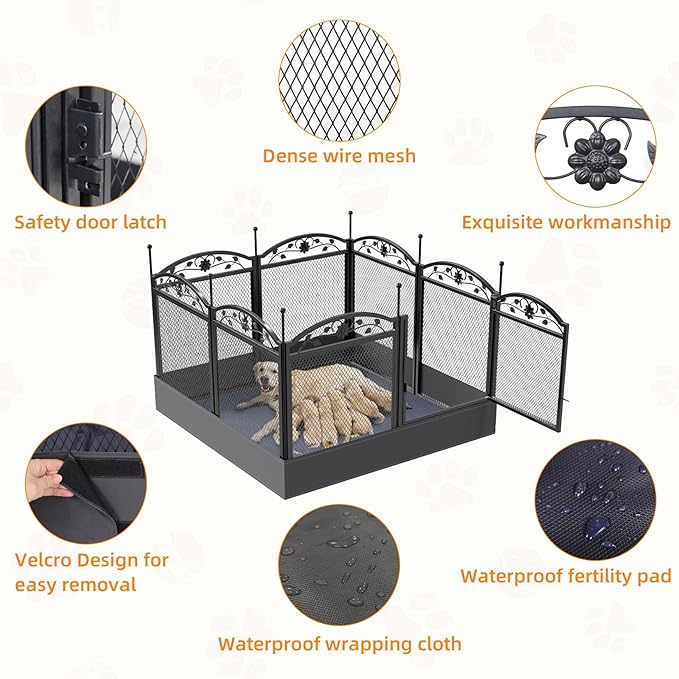 BingoPaw Dog Whelping Box Fence: Pet Indoor Metal Playpen Crate with Waterproof whelping pad - Heavy Duty Puppy Outdoor Exercise Play Pen with Door Portable Doggy Fencing Kennel for Camping Yard
