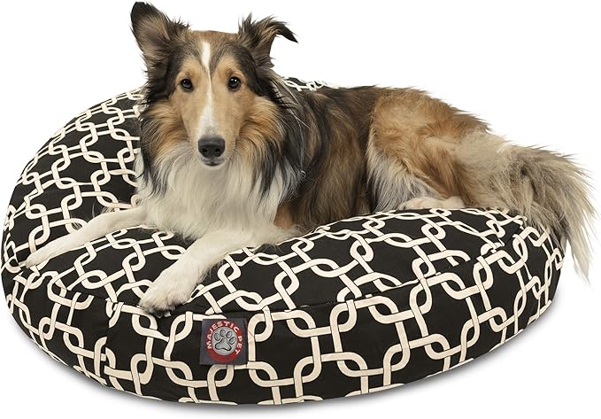 Black Links Medium Round Indoor Outdoor Pet Dog Bed With Removable Washable Cover By Majestic Pet Products