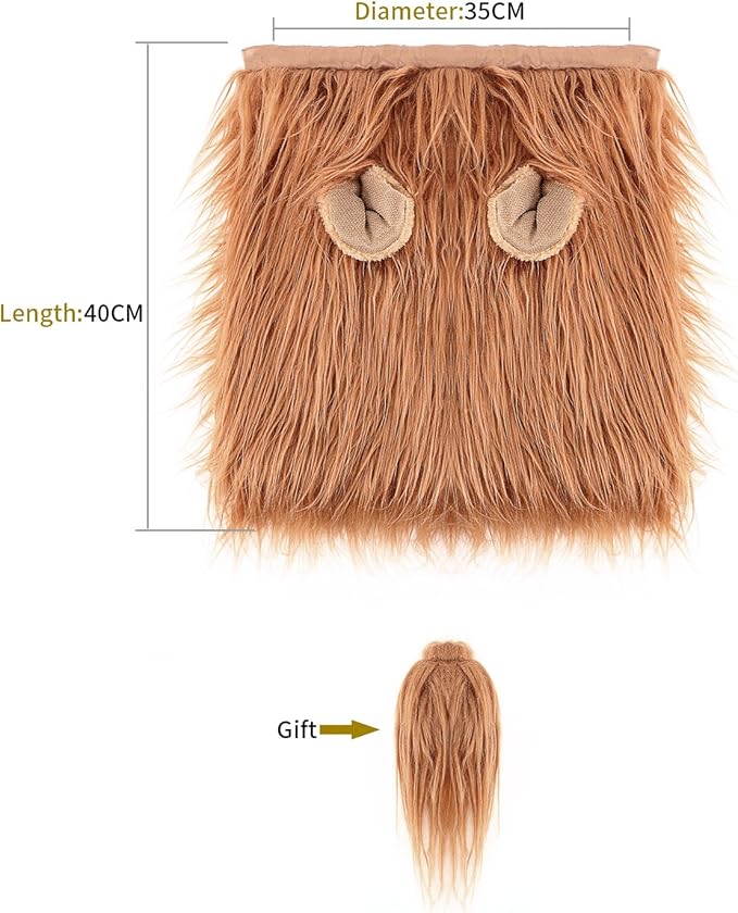 TOMSENN® Realistic & Funny Lion Mane for Dog Complementary Lion Mane for Dog Costumes for Medium to Large Sized Dogs Costumes for Animals
