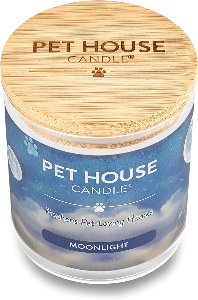 One Fur All Pet House Candle 2 Pack - Plant-Based/Soy Scents, Long Lasting Pet Odor Removal - Moonlight