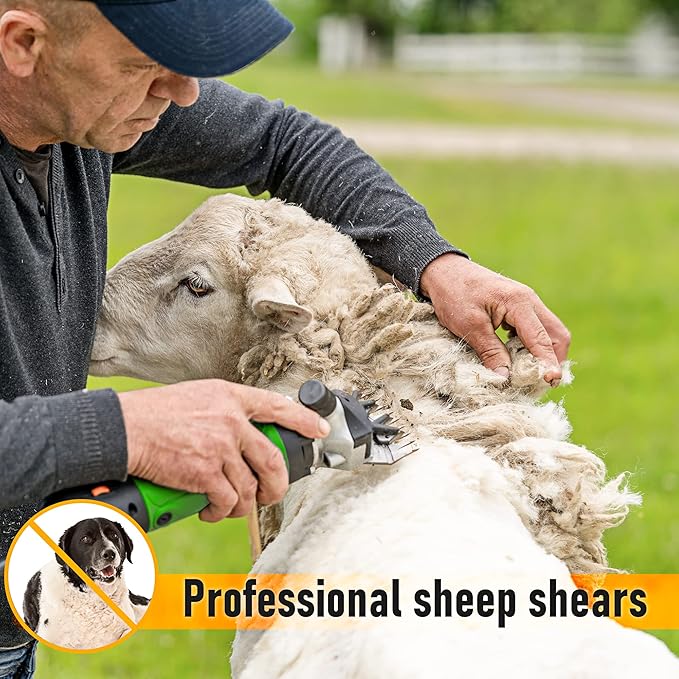 Sheep Shears, 550W Professional Electric Sheep Shears for Dog with Thick Hair, Sheep Clippers Equine Goat Pony Cattle and Large Thick Coat Animals, 6 Speeds Heavy-Duty Farm Haircut Trimmer