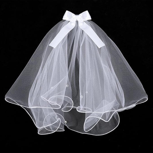 Dog Bow Veil, Pet Wedding Veil with Clip White Dog Wedding Veil Dres Handmade Dog Bride Headwear Costume Small Dog Wedding Outfit Hair Accessories for Birthday Wedding Party Decorations