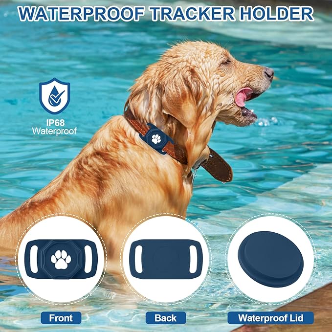 Smart Pet Tracker for Collar - Dog Tracker Pet Location Tracker with Holder, No Monthly Fee, Compatible with Apple Airtag Find My (iOS Only), Anti-Lost Tracking Device for Pets, Luggage, Bag Straps