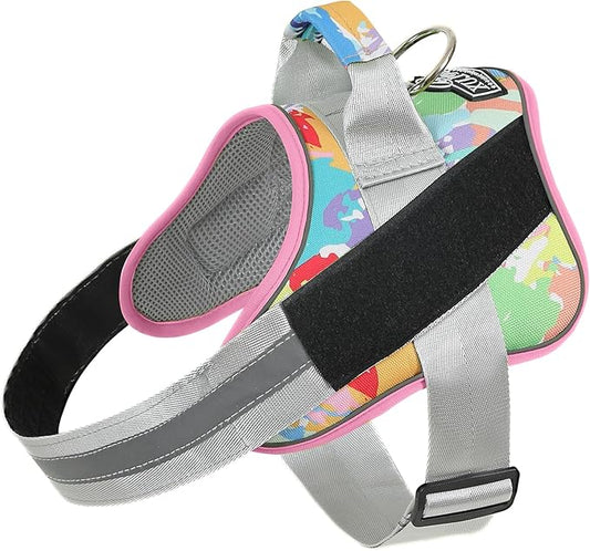 Bolux Dog Harness, No-Pull Reflective Dog Vest, Breathable Adjustable Pet Harness with Handle for Outdoor Walking - No More Pulling, Tugging or Choking (Medium (Pack of 1), OilPainting)