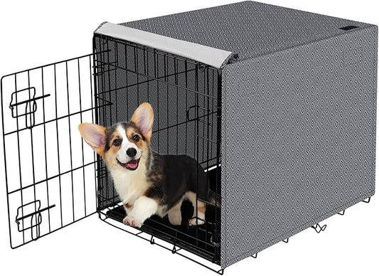 Dog Crate Cover for Wire Cages 36 Inch Indoor Breathable Polyester Pet Kennel Cover Machine Wash & Dry Double Door Lagre (Cover Only)