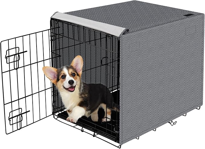 Dog Crate Cover for Wire Cages 30 Inch Indoor Breathable Polyester Pet Kennel Cover Machine Wash & Dry Double Door (Cover Only)