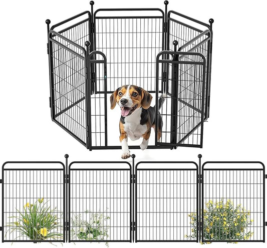 Gardner Pet Dog Playpens, 32" H 6 Panels Dog Pen Outdoor/Indoor Dog Fence Exercise Pen for Small/Medium/Large Dogs, Foldable Pet Play Yard Gate with Gravity Automatic Lock, Pet Playpen, Black