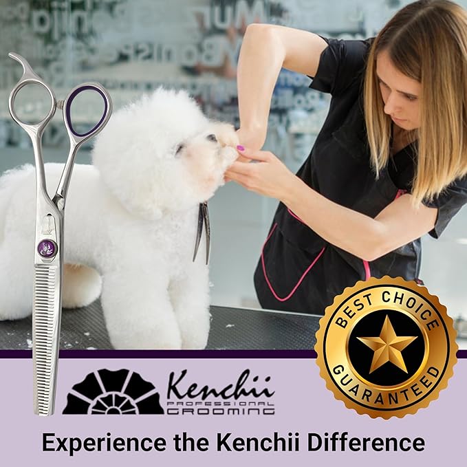 Kenchii Scorpion 46 Tooth Thinning Scissors for Dogs and Pets - Premium Steel Scissors for Dog Grooming - Dog Shears Pet Grooming Accessories - Pet Hair Trimming Scissor