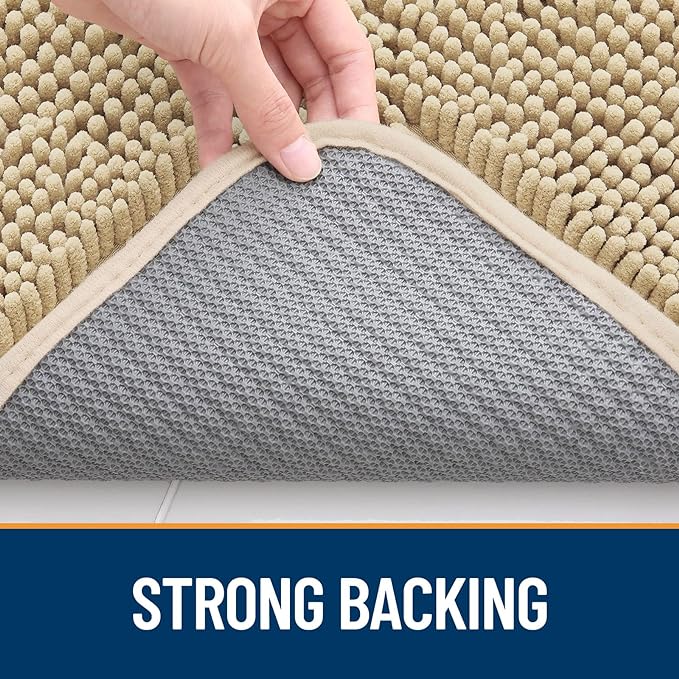 OLANLY Dog Door Mat for Muddy Paws 40x32, Absorbs Moisture and Dirt, Absorbent Non-Slip Washable Mat, Quick Dry Chenille, Mud Mat for Dogs, Entry Indoor Door Mat for Inside Floor, Beige