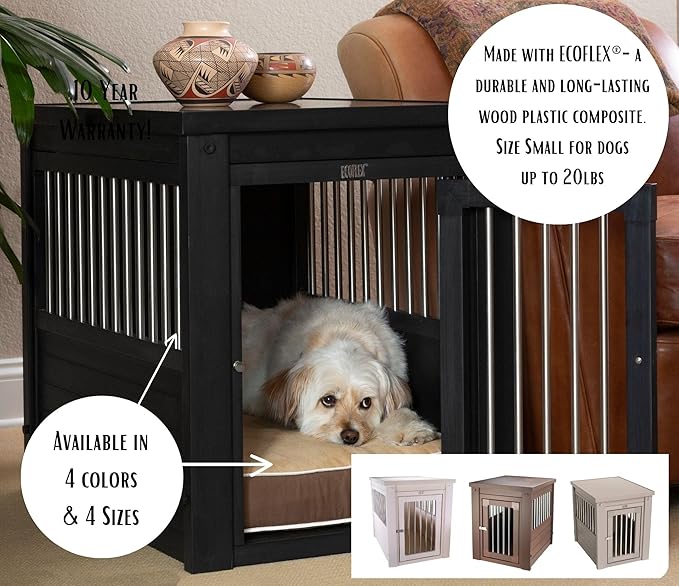 New Age Pet® ECOFLEX® Dog Crate End Table - Medium, Russet Brown, Durable Wood-Plastic Composite with Stainless Steel Latch, Easy Assembly, Fits Dogs Up to 50lbs, Compatible with Inn Place Cushion