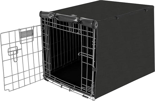 Dog Crate Cover, Dogs Kennel Covers Universal Fit for 24 Inch Wire Crate, Lightweight 600D Polyester Fabric with Double Door,Black