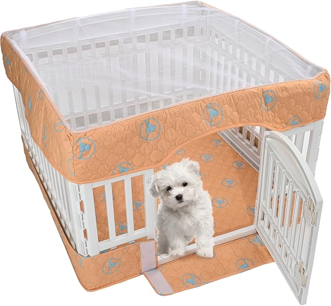 PJYuCien Dog Playpen Bottom Pad and Cover Fits for 36 Inch 4 Panels Exercise Pet Pen, Orange