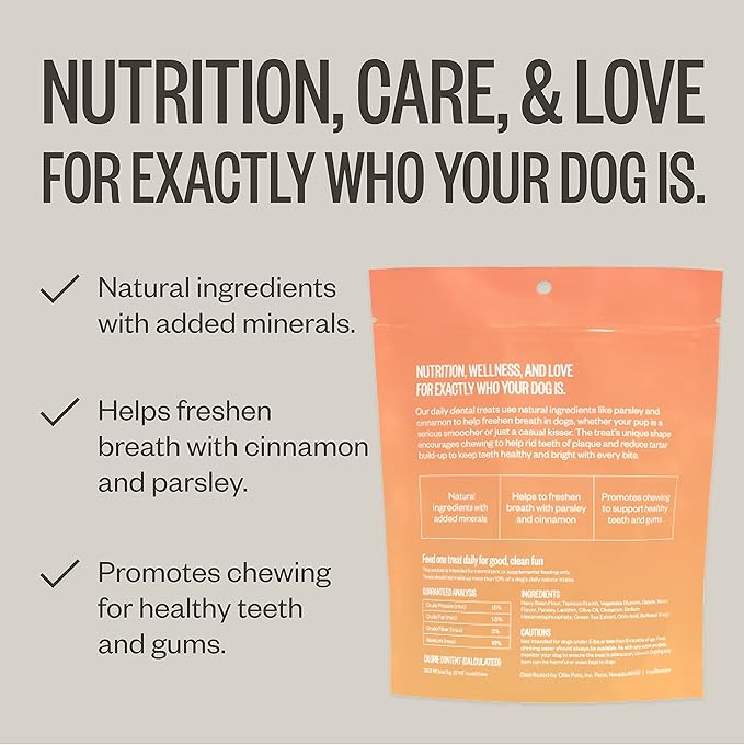 Ollie Dental Chews for Extra Small Dogs, 12 Oz, Fresh Breath, Teeth Cleaning Treats, Sticks for Dog Oral Care, with Parsley and Cinnimon, for Pups 5-15 lbs