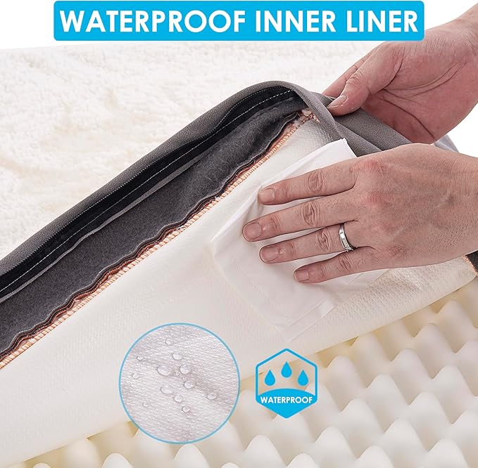 Orthopedic Dog Bed for Large Dogs, Large Dog Bed with Removable Waterproof Cover and Machine Washable Dog Bed, Egg Crate Foam Pet Bed Mat, L(35"X22"X3"), Light Grey