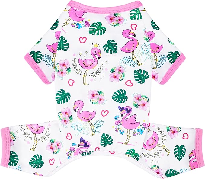 Dog Pajamas Summer Dog Clothes for Small Medium Dogs Boy Girl Pet Pjs Cute Doggie Onesie Breathable Puppy Clothes Soft Stretchy Cat Pet Outfit (Pink, X-Large)