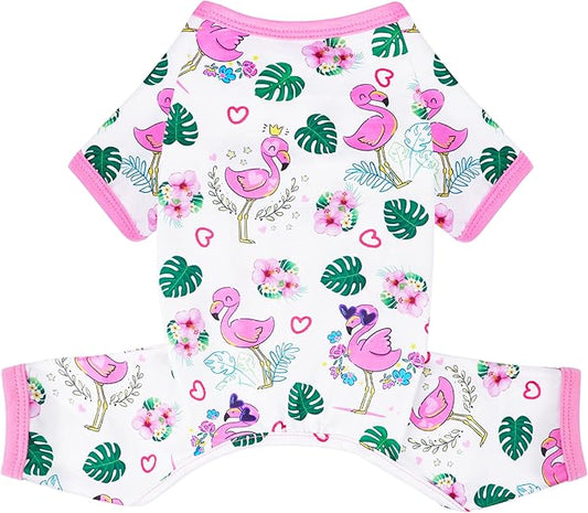 Dog Pajamas Summer Dog Clothes for Small Medium Dogs Boy Girl Pet Pjs Cute Doggie Onesie Breathable Puppy Clothes Soft Stretchy Cat Pet Outfit (Pink, X-Large)