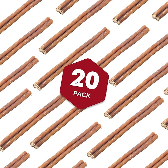 Best Bully Sticks 6 Inch Odor Free Bully Sticks for Dogs, 20 Pack, Bulk Bag 100% Natural Grass-Fed Beef, Easily Digestible Bully Bones Grain and Rawhide Free Odorless Dog Bully Sticks for Large Dogs