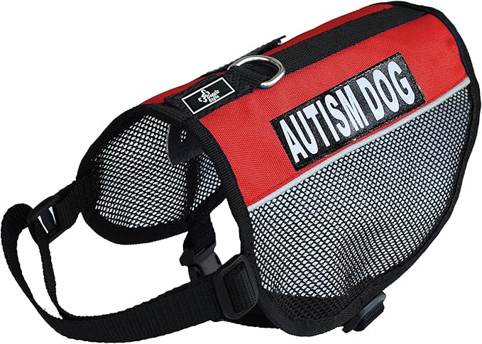 Autism Service Dog mesh Vest Harness Cool Comfort Nylon for Dogs Small Medium Large Purchase Comes with 2 Reflective Autism Removable Patches. Please Measure Your Dog Before Ordering
