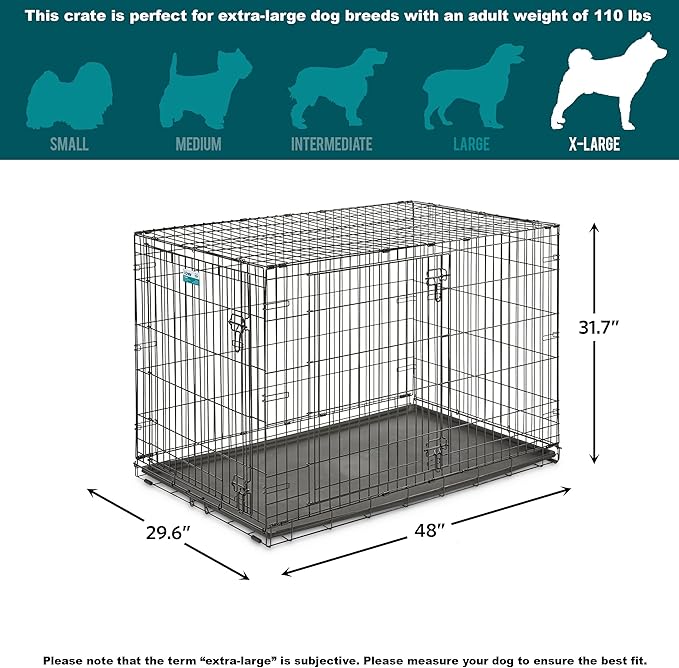 MidWest Homes for Pets Newly Enhanced Single & Double Door iCrate Dog Crate, Includes Leak-Proof Pan, Floor Protecting Feet, Divider Panel & New Patented Features