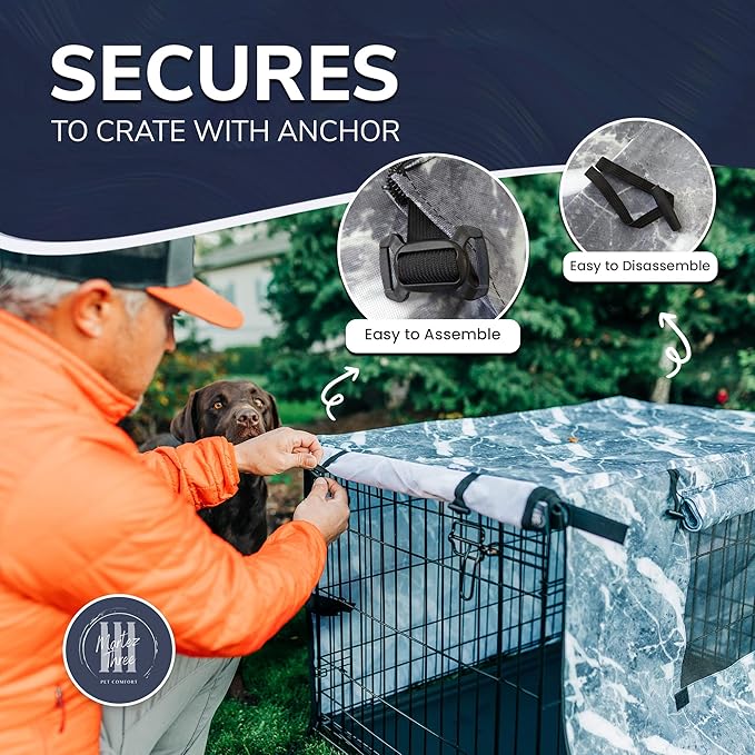 Dog Crate Cover 42 Inch Waterproof | Dog Kennel Cover with Front and Side Openings | Unique Marble Pattern | Dog Cage Covers for Dog Crates, Large Dog Crate Cover, Dog Crate Covers 42 Inch