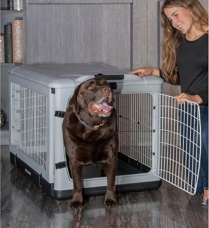 Pet Gear “The Other Door” 4 Door Steel Crate for Dogs/Cats with Removable Tray, Fog, 42 Inch