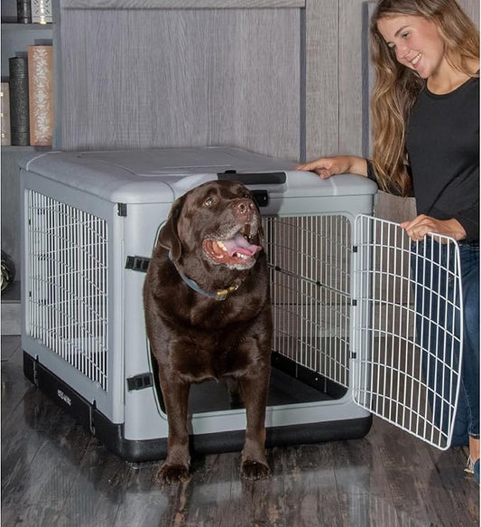 Pet Gear “The Other Door” 4 Door Steel Crate for Dogs/Cats with Removable Tray, Fog, 42 Inch