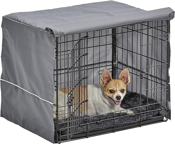 New World Dog Crate Comfort Kit by, Matching Dog Crate Cover & Dog Bed to Make Your Dogs Crate Their Home, Compatible with Midwest Homes for Pets & New World Dog Crates, Fits 24-Inch Dog Crate, Gray