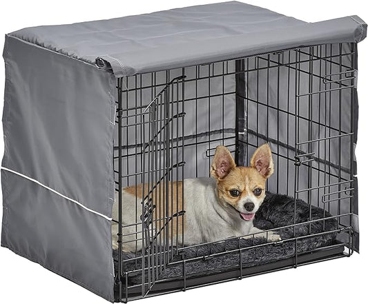 New World Dog Crate Comfort Kit by, Matching Dog Crate Cover & Dog Bed to Make Your Dogs Crate Their Home, Compatible with Midwest Homes for Pets & New World Dog Crates, Fits 24-Inch Dog Crate, Gray
