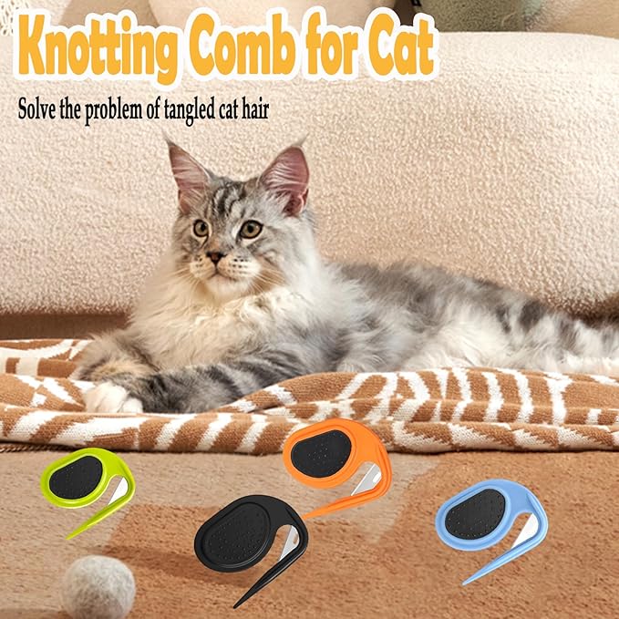 4Pcs Pet Knotting Comb, Multifunctional Dog Comb for Dog,Knotting Comb for Cat,Cat Massage Hair Removal Comb,Grooming Comb for Cat Remove Tangled and Loose Hair