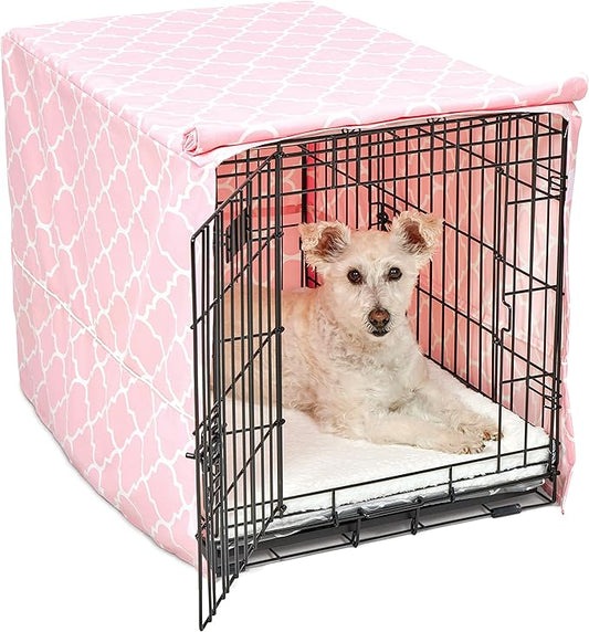 New World Pet Products Dog Crate Cover Featuring Teflon Fabric Protector, Dog Crate Cover Fits Midwest 30-Inch Dog Crates, Pink Designer Pattern